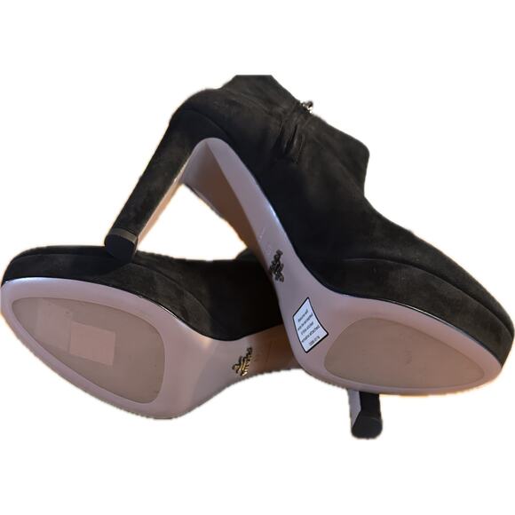 Prada Women's Black Suede Platform Ankle Boots Size 9.5 High Heel Stiletto - Picture 7 of 8